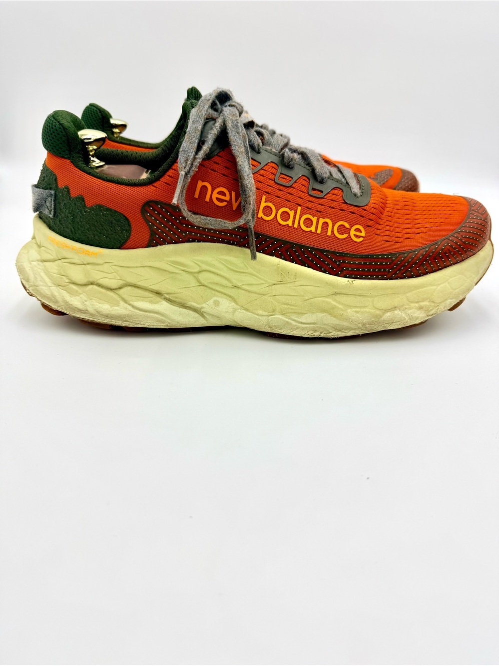 New Balance Orange and Green Men's Sneakers with Cream Midsole